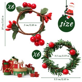 ACTOYS Napkin Rings Christmas Pack of 12 Napkin Rings Wreath, Christmas Napkin Rings, Red Berries Napkin Holder Ring, Napkin Holder Christmas for Christmas Party Table Decoration