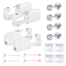 QWALIT 2 Pairs Ear Piercing Kit Ear Piercing Gun Kit Self Piercing Earrings Piercing Kit Disposable Earring Gun Piercing Kit with Earring Studs Self Ear Piercing Kit at Home Screw Back Earring