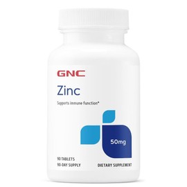 GNC Zinc 50 mg Immune Health Support, Gluten Free Dietary Supplement, 90 Tablets