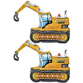 NXPWRC 2Pcs Large Excavator Balloons, Foil Decorative Balloons, Kids Birthday Excavator Balloons, Construction Site Birthday Party Balloons, Boys Room Decorations