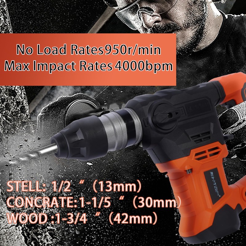 BHTOP Demolition Jack Hammer for Concrete,1-1/4 Inch Hammer Drill with