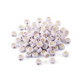 Cheriswelry 50g/360pcs Flat Round Letter Alphabet Beads with Gold Letter O Acrylic Disc Coin Pony Bead Spacers for Jewelry Kandi Bracelet Necklace Keychain Making 7mm