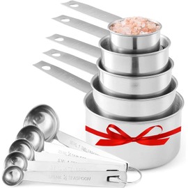 Laxinis World Stainless Steel Measuring Cups And Spoons Set 10 Piece Durable Kitchen Tool