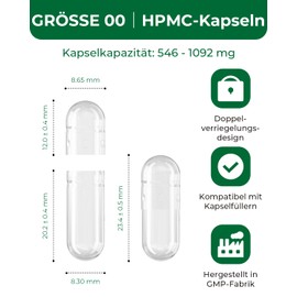 HPMC Empty Capsules Size 00-100 Clear Count Pill Capsules Empty - Plant-Based Cellulose | Vegetarian, Halal, Non-GMO | for DIY Supplement & Herbal Filling