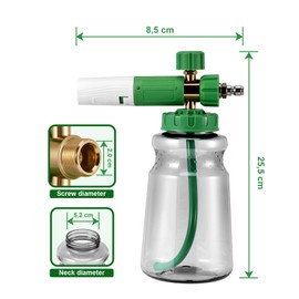 Snow Improved Foam Cannon Snow Foam Lance, 1 L Adjustable Foam Lance Foam Nozzle with 1/4 Quick Connection for Pressure Washer Foam Gun Car Wash