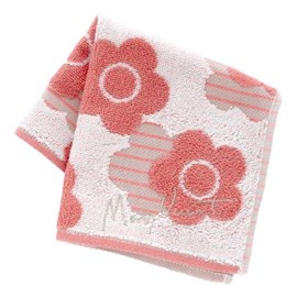 Mariquant 001124-0001-02 Towel Handkerchief, Cool Touch Sensation, Border Daisy (Coral Pink), Women's, Hand Towel, Approx. 9.8 inches (25 cm), multicolor