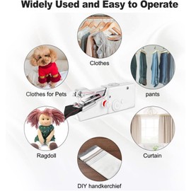 Hand Sewing Machine, Portable Mini Sewing Machine, Wireless Portable Electric Hand Sewing Machine with Sewing Accessories for Beginners, Sewing Suitable for Clothes, Curtains, DIY Home Travel (White)