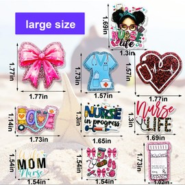 10 Pcs Charms for Bogg Bags Acrylic Nurse Charms Accessories suitable for Simply Southern Beach Totes Decoration, Beach Tote Bag Charms for Women Girls Kids Party Gifts