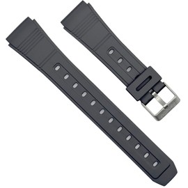 Bandini 18mm Rubber Watch Band, Black, Sport Fits Casio Databank and More, 2 Spring Bars Included