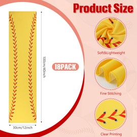 CraftyDream 18 Counts Cooling Towel, Baseball Softball Towel Breathable Chilly Ice Towels, 40"x12" Cooling Towel for Baseball Team Coach Gift Training, Cold Sweat Rag for Sport(Yellow,Softball)