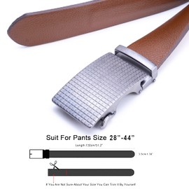 TRUSADOR Men's Ferrara Ratchet Belt Fully Adjustable No Holes Leather Belt, Cognac/Silver Buckle, One Size
