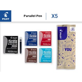 PILOT - Set di 5 Astucci da 6 Cartucce d'Inchiostro - Per Penna Parallel Pen - Colore Intenso - Nero, Blu, Rosso, Sepia, Azzurro Cielo