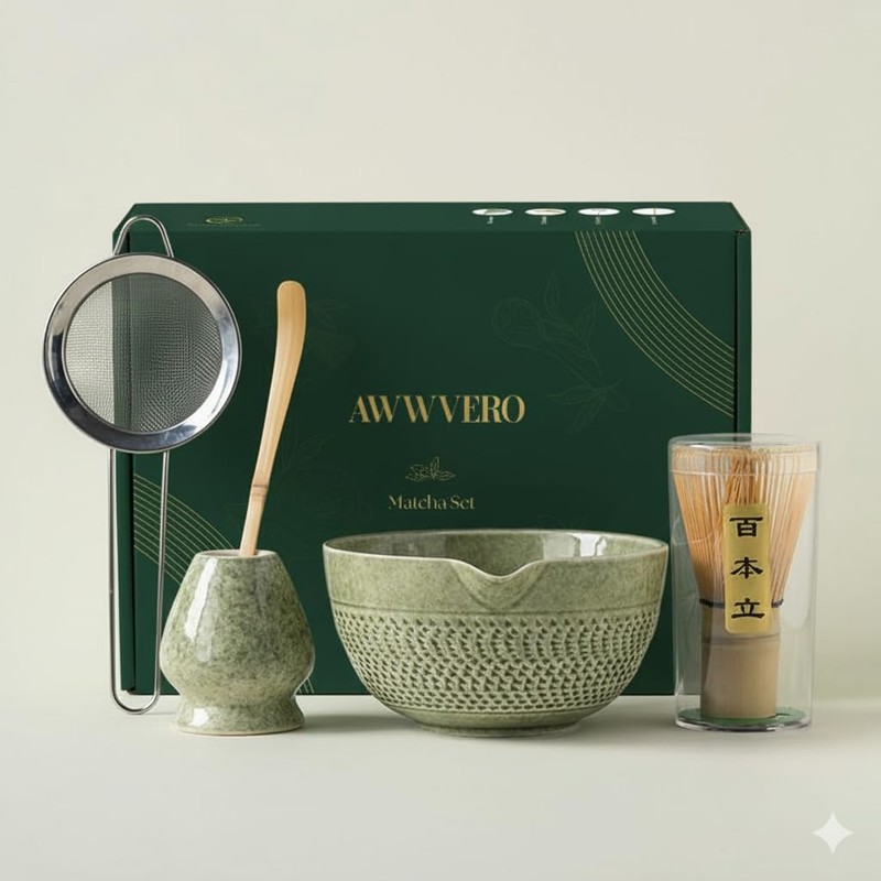 AWWVERO Matcha Set 5 pcs Matcha with Whisk Set and