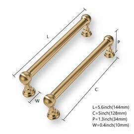 CABDM 2 Pack 5 Inch Solid Kitchen Cabinet Handles Champagne Bronze Heavy Duty Cabinet Pulls Drawer Pulls Cabinet Hardware Kitchen Handles for Cabinets Cupboard Handles