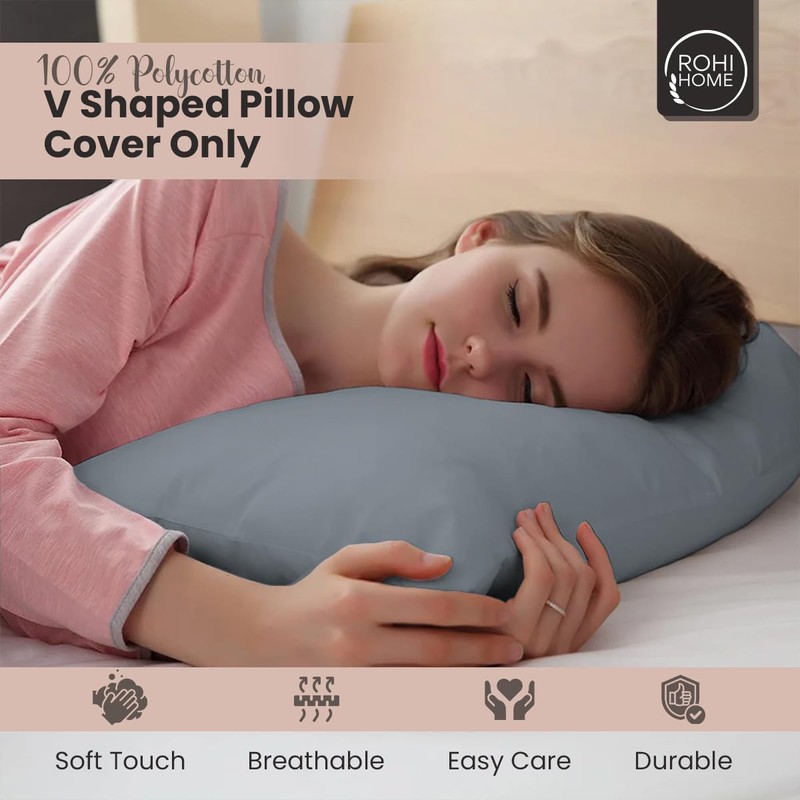 Rohi Grey V Shaped Pillowcase – Soft & Breathable V