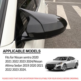Xhfarce for Nissan Altima 2019-2024 & Sentra 2020-2024 Ox Horn Rear View Side Mirror Cover Car Side Rear View Mirror Guard Cover Auto Exterior Decoration Accessories 2PCS(Carbon Fiber)
