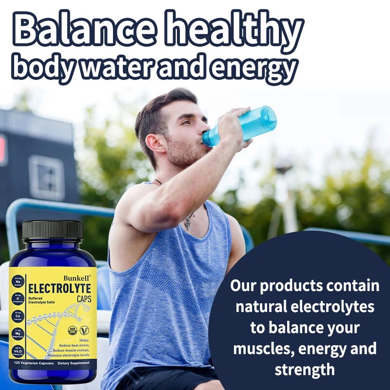 Bunkell Electrolyte Supplement Hydration Capsules w/Potassium Replenish 120 Capsules
