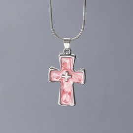 Wendalern Gothic Cross Necklace Choker Enamel Cross Pendant Necklace Silver Round Snake Chain Religious Necklace White Cross Clavicle Necklace Hip Hop Jewellery for Women, Zinc