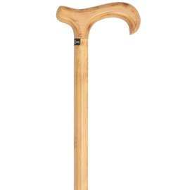 Scorched Beechwood Derby Walking Cane – Golden Brown Hardwood Walking Stick with Derby Handle, Polished Finish, and Natural Wood Grain – Classic Men's Cane for Daily Use