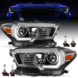 SOCKIR Headlight Assembly Fit for 2016-2022 Toyota Tacoma w/LED DRL, 2016 2017 2018 2019 2020 2021 2022 FOR Toyota Tacoma Headlights Driver and Passenger Side(Bulbs Included)