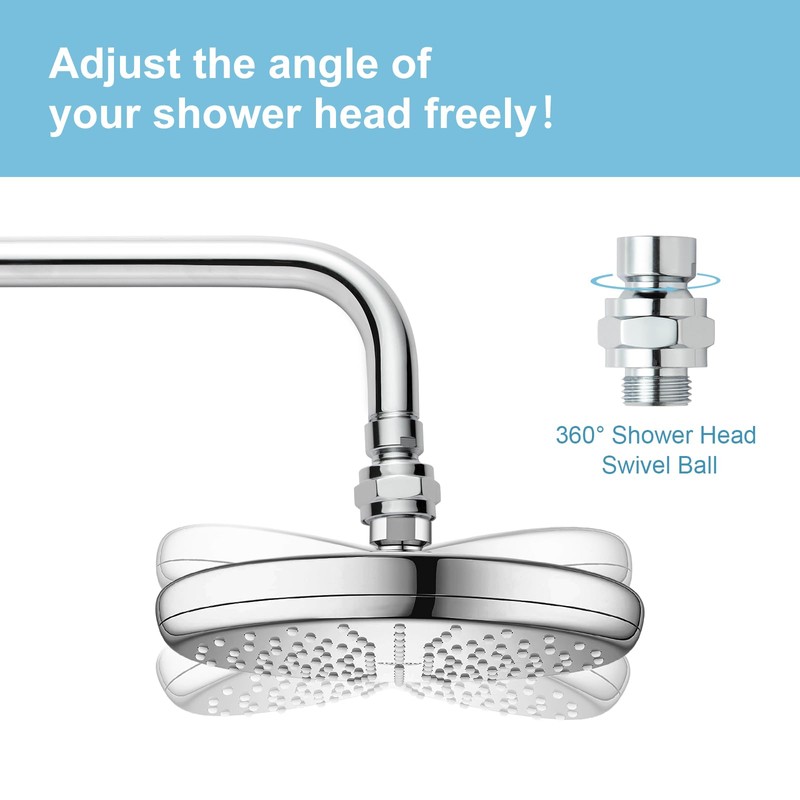 OFFO Shower Head Swivel Ball Adapter, All Metal Adjustable Shower