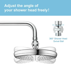 OFFO Shower Head Swivel Ball Adapter, All Metal Adjustable Shower Arm Extension Connector Universal Showering Component Solid Brass, Chrome