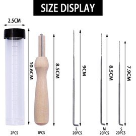 63 Pcs Needle Felting Needles UK,Needle Felting Kits of 3 Sizes,Needle Felting Wool Tools Stitch Punch with Bottle and Wooden Wool Needles for Sewing Up Knitting,Wool Felting DIY Punch Needle Kits