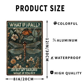 WIZYXQ Metal Signs What If I Fall Oh But My Darling What If You Fly Retro Tin Sign for Home Office Kitchen Bar Cafe Garden Wall Decor 12x8 Inch