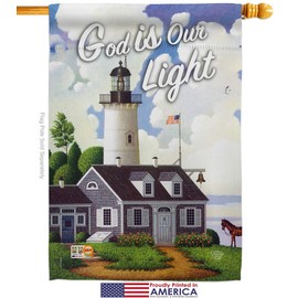 God is Our Light House Flags Pack Religious Bible Verses Bless Faith Thank Hope Pray Christian Religion Support Troops Small Decorative Gift Yard Banner Made In USA 28 X 40