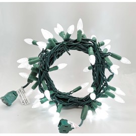 Yirunfa C3 Christmas Lights 50 Cool White LED String Lights, 120V UL, 17FT Green Wire Xmas Lights for Indoor & Outdoor Use, Trees, Pathway, Holiday Party Decorations