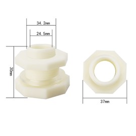 UgyDuky 4 PCS Bulkhead Tank Fitting Adapter, Water Tank Connector Adapter Fitting, Plastic Pipe Connector for Rain Bucket Aquariums Water Tanks Ponds (3/4inch Female)