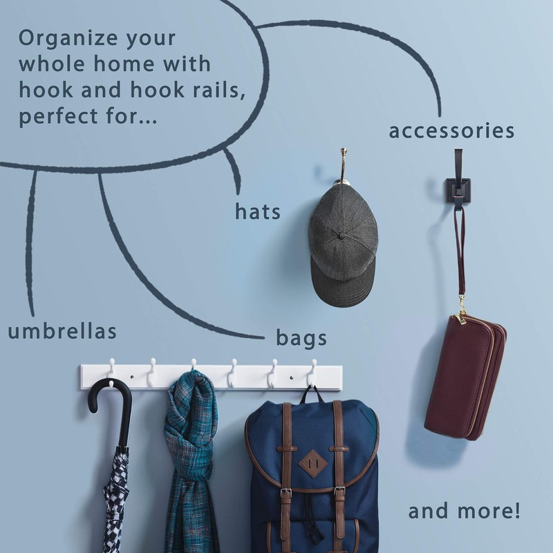 LIBERTY 129854 Wall Mounted Coat Rack with 3 Decorative Hooks,