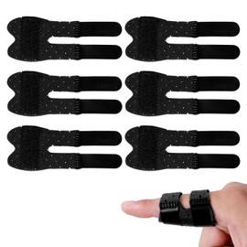 PEUTIER 6pcs Trigger Finger Splints, Finger Splints for Broken Finger Straightening Protector Breathable Comfortable Finger Brace Support for Thumb/Middle/Ring/Index/Pinky Finger, Black