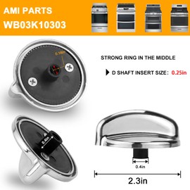 AMI PARTS Fits for GE Profile Stove Knobs WB03K10303 Gas Stove Knobs Replacements - (Not Universal) Surface Burner Control Knob Replace WB03K10208, AH3486484, EA3486484, 1810427 5-Pack