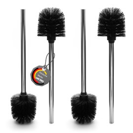 BigDean Set of 4 Toilet Brushes, Black, Removable Toilet Brush with Robust Bristles, Removable Brush Heads, Toilet Brushes with 9 cm Diameter, Toilet Brush with Stainless Steel Handle