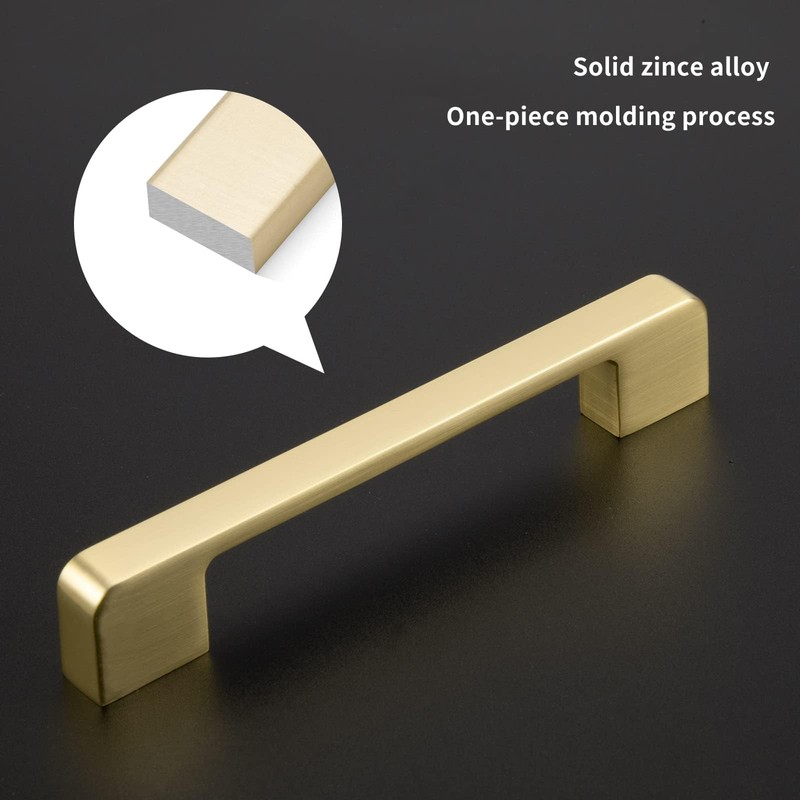 Lepatape 10 Pack 6-1/4 Inch Brushed Gold Cabinet Pulls, Brass