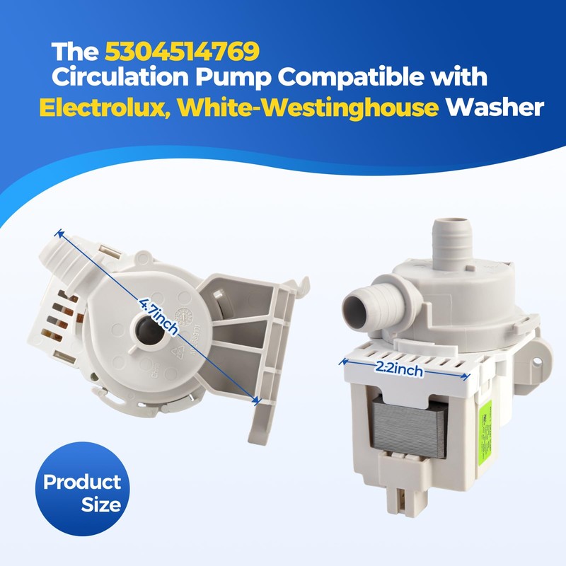 OEM 5304514769 Circulation Pump Compatible with Electrolux WhiteWestinghouse Washer, Replacement