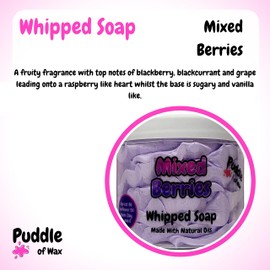 Mixed Berries Whipped Soap Body Wash - 150g - Natural Oils & Kaolin Clay - Fruity Scent - Vegan Friendly - Puddle of Wax - Made in the UK