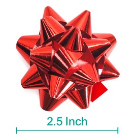 CT CRAFT LLC Star Gift Bow Pack - 2.5" x 80PCS - Gold/Silver/Red/Green/Blue for Gift wrapping Holiday Christmas Birthday Party