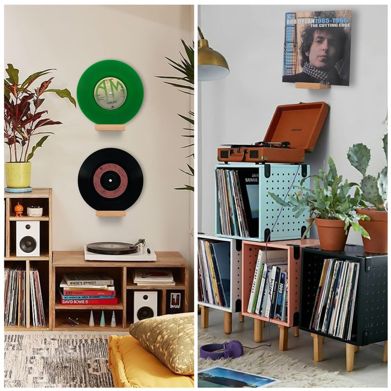 PHOENANCEE Solid Oak Wood, Record Wall Mount Shelf, Record Display