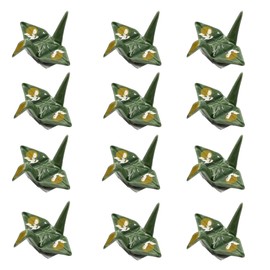 Urban Tokyo Set of 12 Origami Crane Design Porcelain Chopstick Rests Holder, Wedding Favor, Decorative Ornament, Home Table Chopsticks Arrangement Decor (Moon Crane Green)