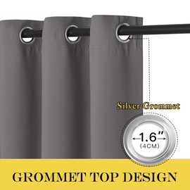 NICETOWN Blackout Curtain Drape for Bedroom - Grommet Noise Reducing Thermal Insulated Solid Room Darkening Window Treatment for Kids Room (1 Panel,66 x 66 Inch,Grey)