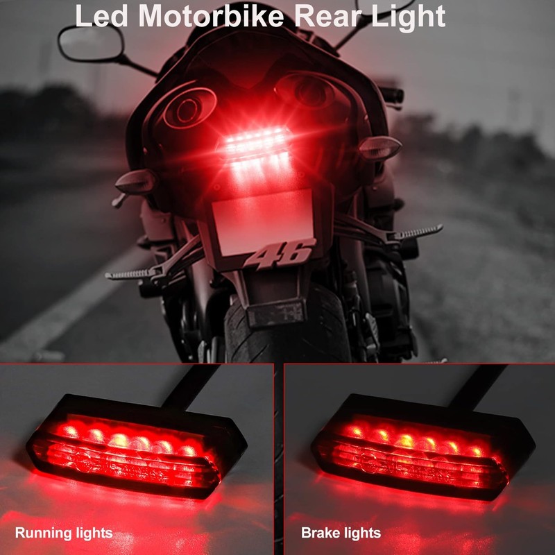 YnGia Motorcycle Rear Light Mini Led Motorbike Brake Light 12V