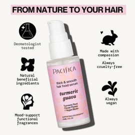 Pacifica Invisible Calming Hair Serum, Frizz Control & Hair Thickening Treatment - Turmeric & Guava Leave-In Scalp Serum with Peptides, Biotin & Caffeine 1 fl oz, Vegan & Cruelty-Free