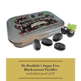 Dr. Doolittle’s Sugar Free Soft Fruit Pastilles for Voice and Throat, Blackcurrant Flavor, 2.12 Ounce Tin, approximately 25 Count Package