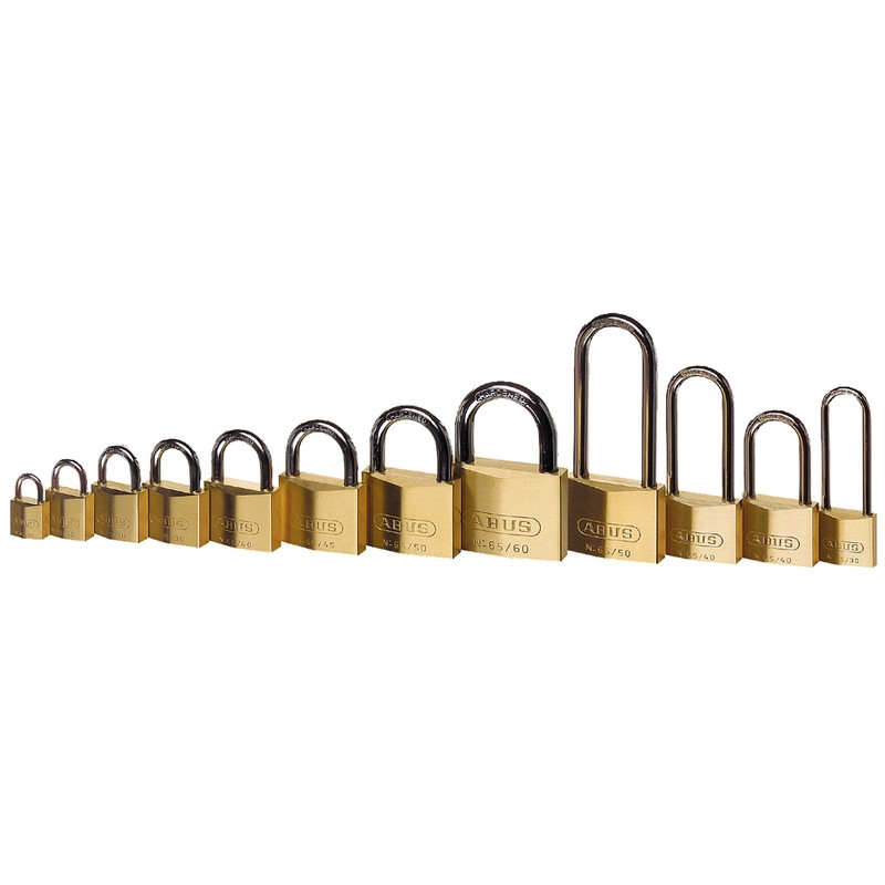 ABUS Vorhängeschloss Messing 65/40 - 4er Set, gleichschließend - Kellerschloss,
