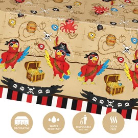 WERNNSAI Pirate Party Tablecloth - 3 Pack 54'' x 108''Pirate Party Decorations Island Treasure Map Tablecover Nautical Adventure Theme Decorations for Boys Birthday Dining Supplies