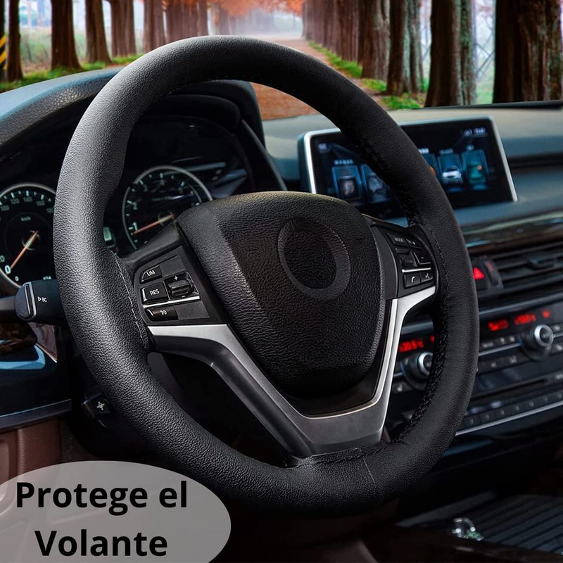 Universal Car Steering Wheel Cover Stitched Microfiber Leather