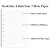 A5 Grid Refill Paper, 7-Hole Graph Paper, 100Sheets / 200Pages