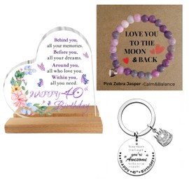 40th Birthday Gifts for Women – Elegant Heart Acrylic Keepsake with Inspirational Quote – Sentimental Gift for Her 40th Birthday – Female 40th Birthday for Wife, Sister, Daughter or Best Friend